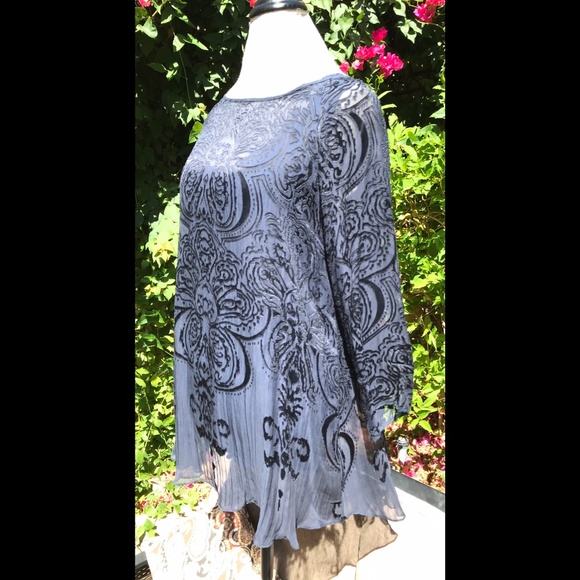 Calypso St. Barth Burnout Silk Diaphanous Tunic w/ Ann Taylor Undershirt… - Picture 2 of 9